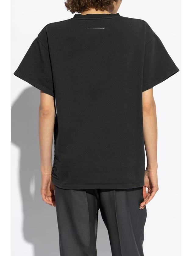 MM6 Maison Margiela T-shirt With Pocket, Women's, Black - MAISON MARGIELA - BALAAN 4