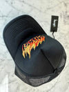 Flames Trucker Ball Cap Black - STUSSY - BALAAN 4