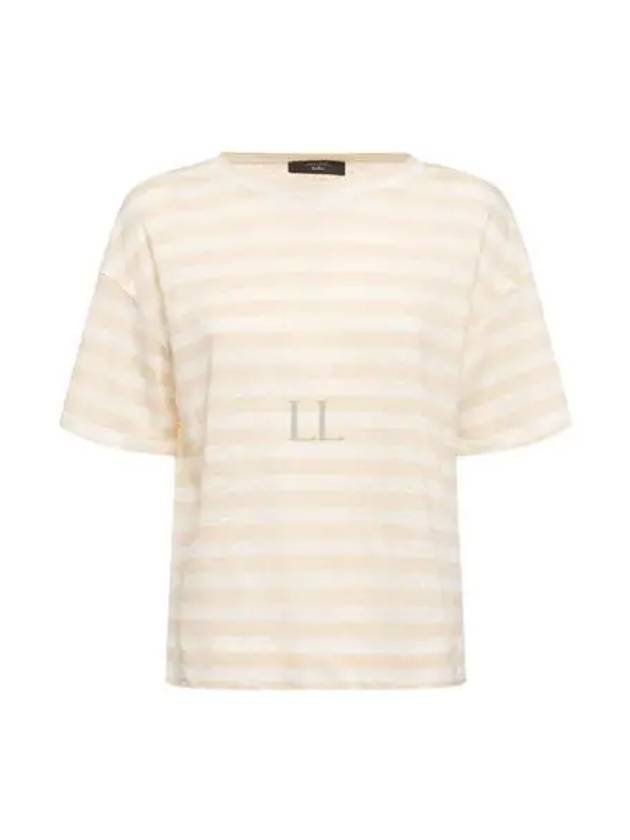 Falla Striped Linen Short Sleeve T-Shirt Ivory - MAX MARA - BALAAN 2