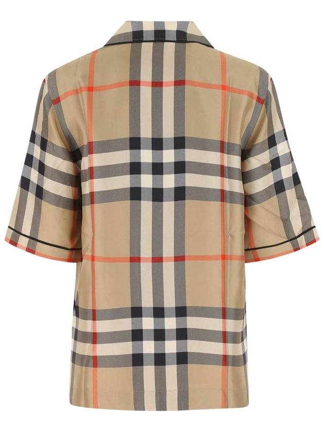 Check Silk Short Sleeve Shirt Beige - BURBERRY - BALAAN 3