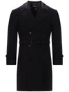 Men's Wool Trench Coat Black - DOLCE&GABBANA - BALAAN.