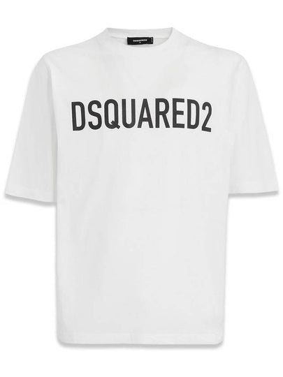 Logo Print Short Sleeve T Shirt White - DSQUARED2 - BALAAN 2