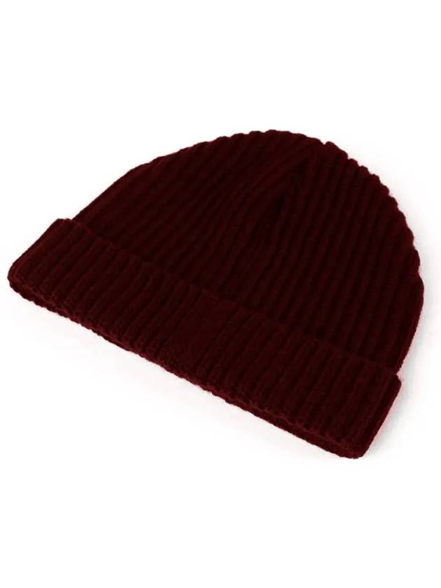 Embroidered Logo Ribbed Beanie Burgundy - VALENTINO - BALAAN 3