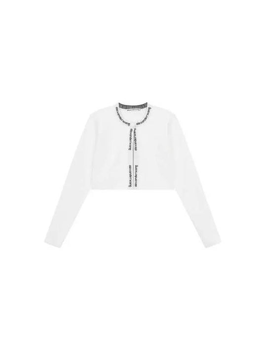 Jacquard trim cropped cardigan white 271533 - ALEXANDER WANG - BALAAN 1