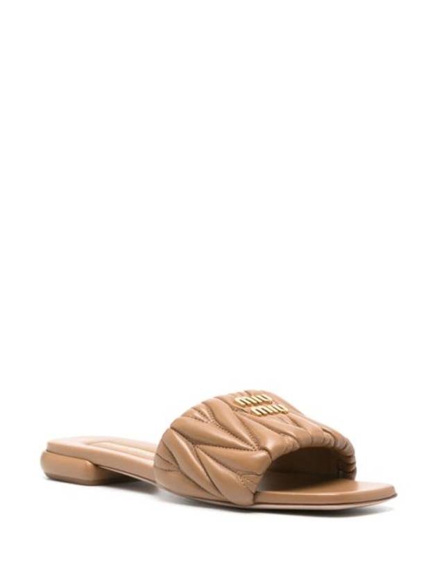 Matelasse Nappa Leather Slippers Caramel - MIU MIU - BALAAN 6