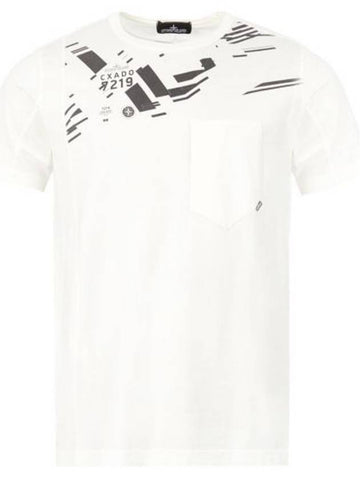 Men's Shadow Project Printing Short Sleeve T-Shirt Ivory - STONE ISLAND - BALAAN 1