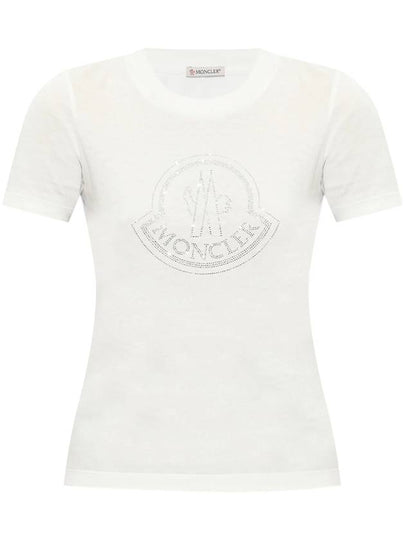 Crystal Logo Short Sleeve T-Shirt Off White - MONCLER - BALAAN 2