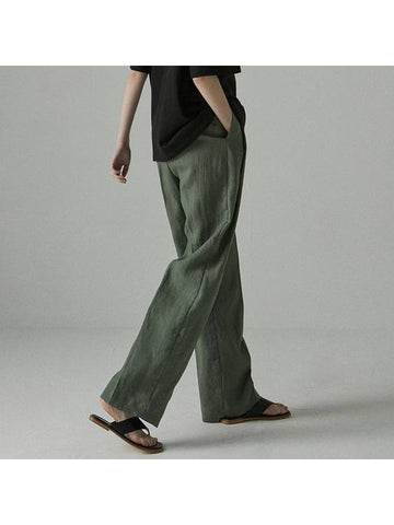 linen pintuck long slacks_GREEN - ARIFF - BALAAN 1