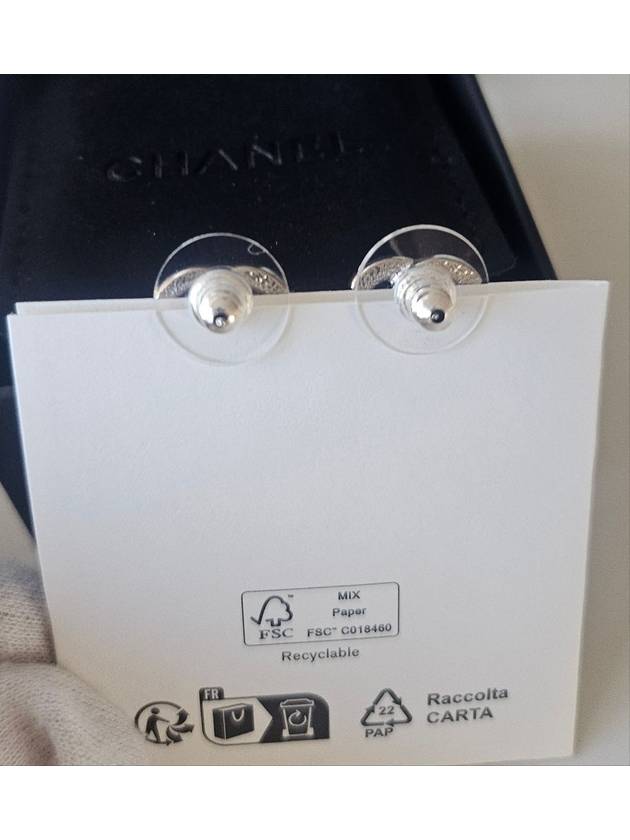 Women s Classic CC Logo Crystal Stud Earrings Silver - CHANEL - BALAAN 8