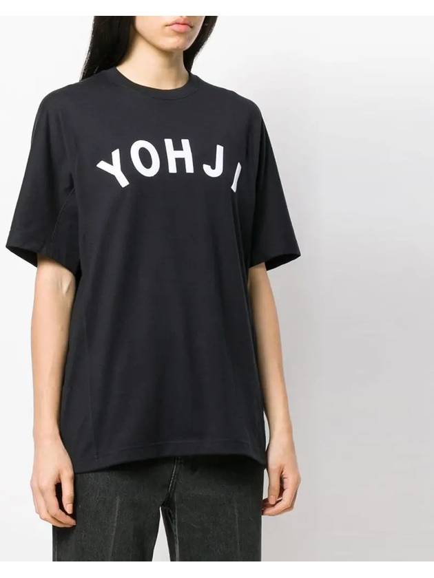 Yohji Logo Round Neck Short Sleeve T-Shirt Black - Y-3 - BALAAN 4