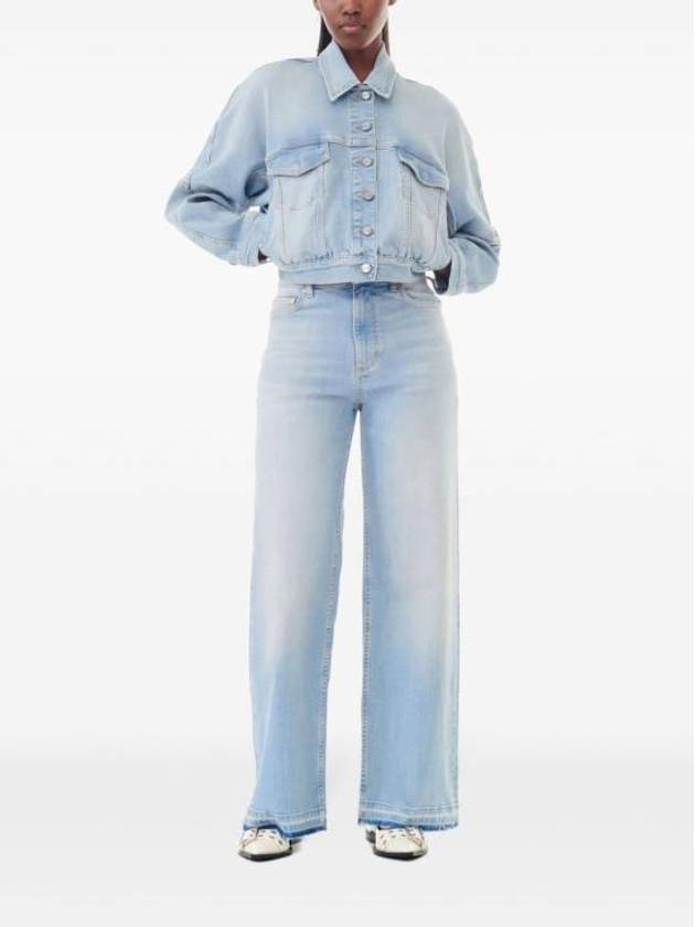 Cropped Denim Jacket Light Blue - GANNI - BALAAN 5