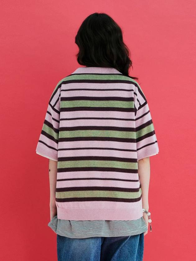 striped knit polo shirt pink - UNALLOYED - BALAAN 3