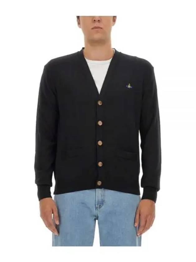 Embroidery Logo Fine Wool Cardigan Black - VIVIENNE WESTWOOD - BALAAN 2