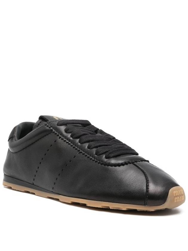 Women's Nappa Leather Low Top Sneakers Black - MIU MIU - BALAAN 3