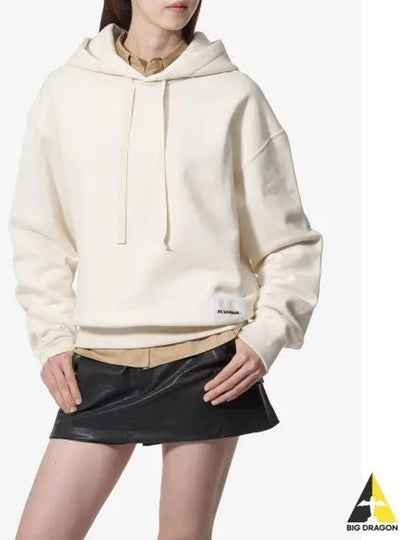 Logo Patch Cotton Hooded Top Beige - JIL SANDER - BALAAN 2