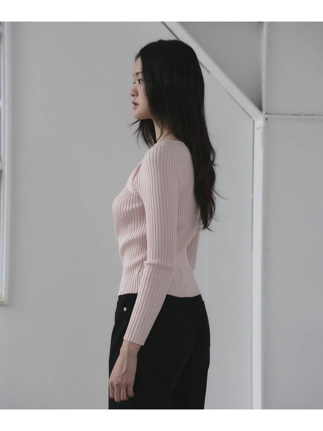 Twist slim ribbed knit Light pink - THE GREEN LAB - BALAAN 2