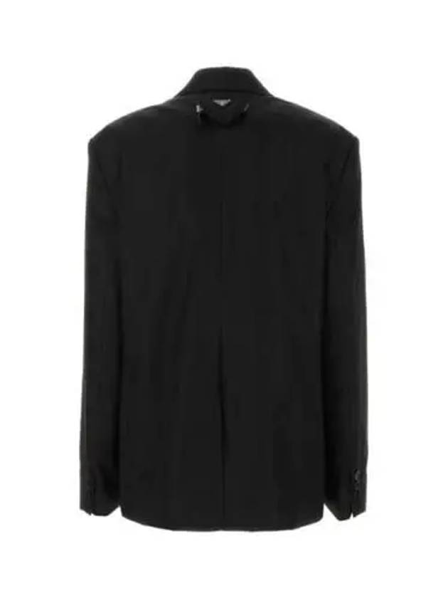 triangle logo single-breasted nylon blazer jacket black - PRADA - BALAAN 3