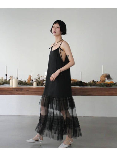 Tulle Layered Maxi Dress BLACK Women's Long One Piece - RUBATI - BALAAN 1