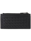 Intrecciato Zipper Card Wallet Black - BOTTEGA VENETA - BALAAN 4