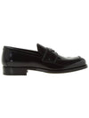 Men's Triangle Logo Leather Loafers Black - PRADA - BALAAN 3