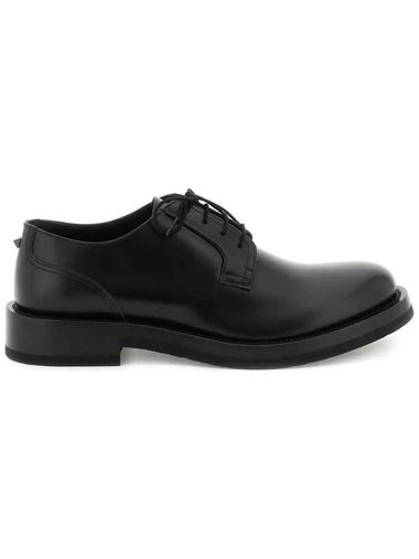 Men's Rockstud Essential Leather Derby Black - VALENTINO - BALAAN 1