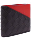 Intrecciato Two-Tone Half Wallet Black Red - BOTTEGA VENETA - BALAAN 4