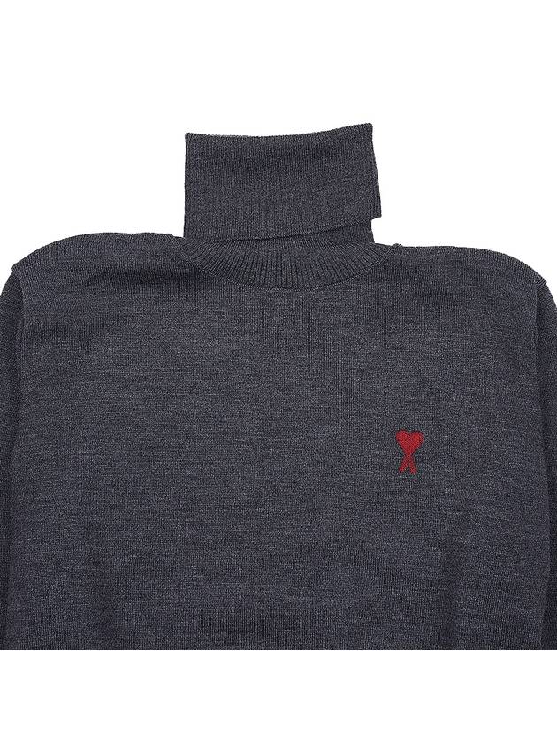 Heart Logo Wool Turtleneck Grey - AMI - BALAAN 4