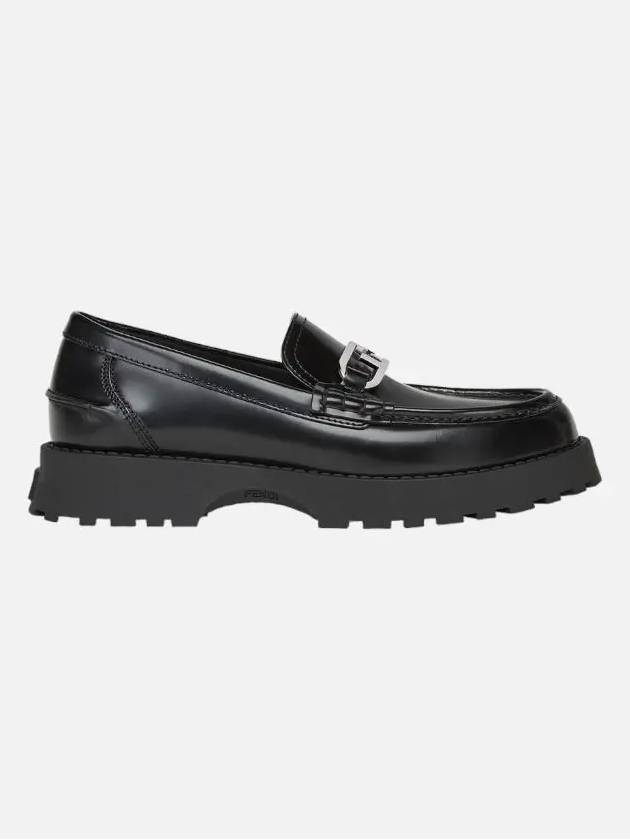 O'Lock Round Toe Calfskin Loafers Black - FENDI - BALAAN 3