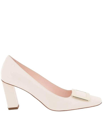 Metal Buckle Patent Leather Pumps Off White - ROGER VIVIER - BALAAN 1