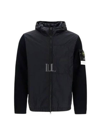 Nylon Wool Zip-Up Hoodie Black - STONE ISLAND - BALAAN 2