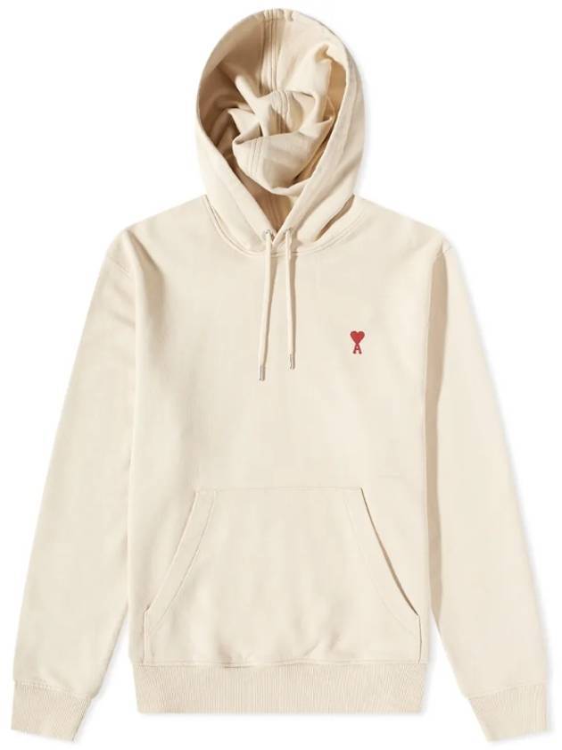 Small Heart Logo Cotton Hoodie Beige - AMI - BALAAN 1