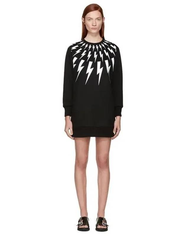 Women's Thunderbolt Short Dress Black - NEIL BARRETT - BALAAN 4