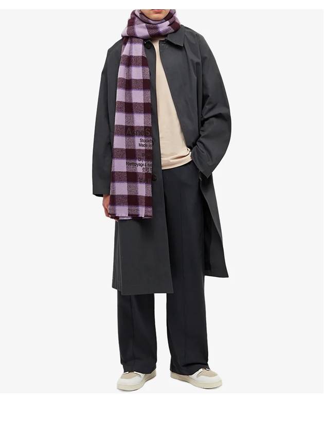 CA0155 CYU logo print wool check scarf purple lilac scarf TJ - ACNE STUDIOS - BALAAN 5