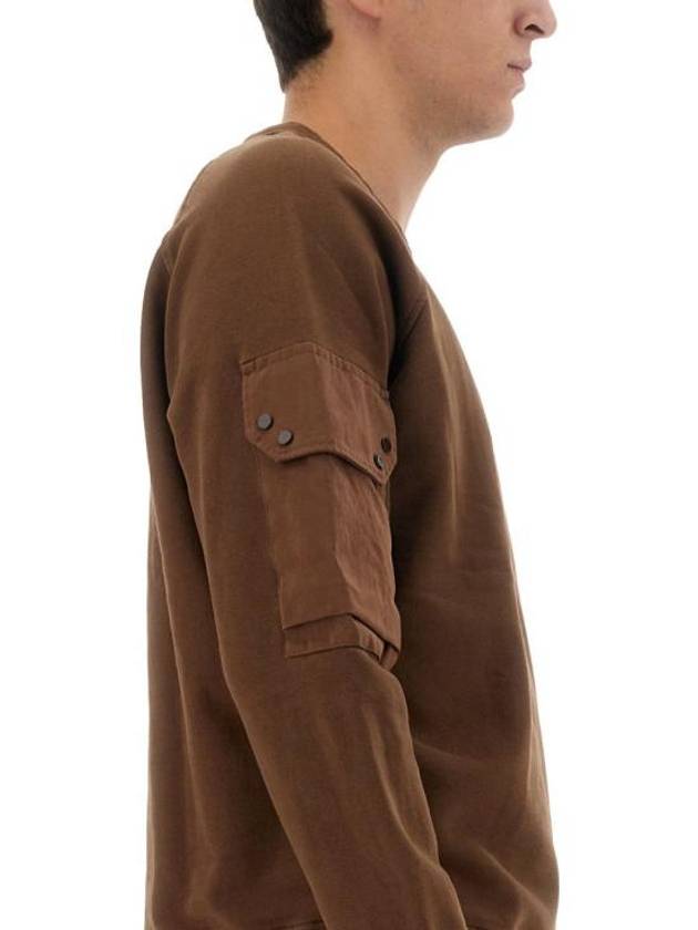 Multi-pocket Snap Crew Neck Sweatshirt Brown - TEN C - BALAAN 5