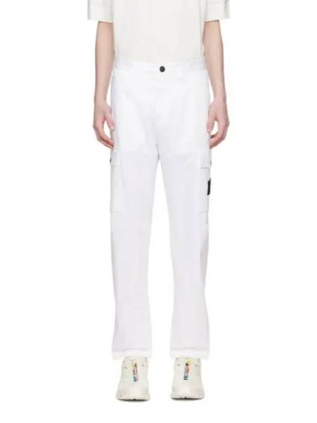 Regular Fit Cargo Cotton Straight Pants White - STONE ISLAND - BALAAN 2