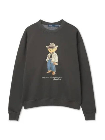 W Polo Bear Fleece Crew Neck Pebble Black - POLO RALPH LAUREN - BALAAN 1