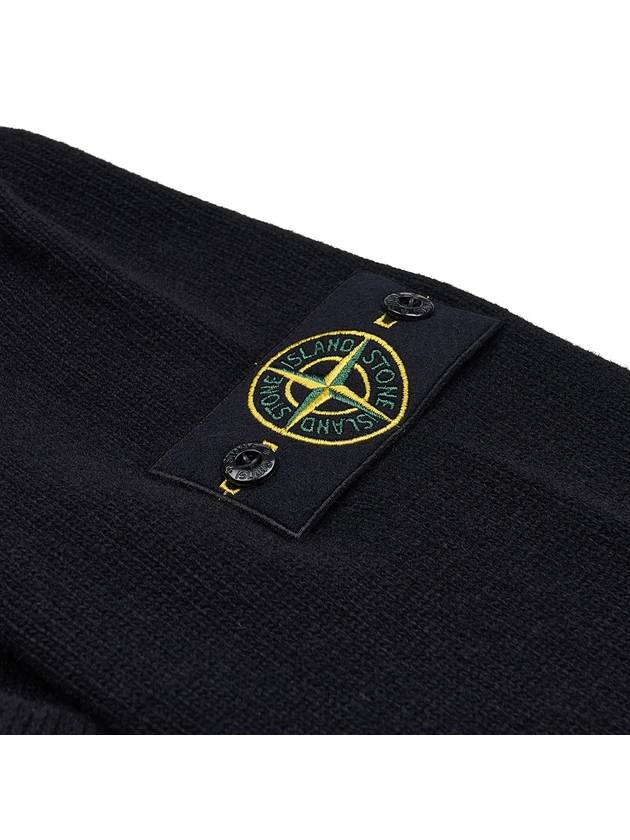 Wappen Patch Half Button Lambswool Knit Top Black - STONE ISLAND - BALAAN 6