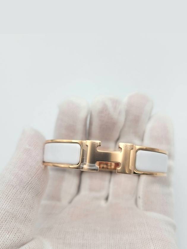 Clic H Bracelet Rose Gold Blanc - HERMES - BALAAN 8