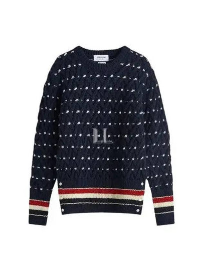 Wool Mohair Long Sleeve Knit Top Navy - THOM BROWNE - BALAAN 2