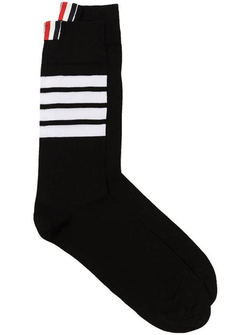 Striped Mid Calf Socks Navy - THOM BROWNE - BALAAN 1