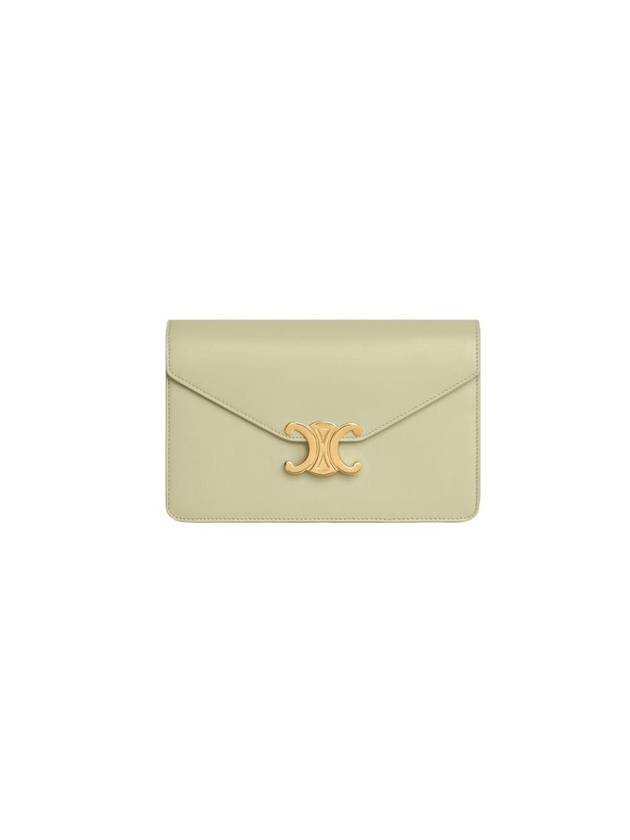 Triomphe Chain Shiny Calfskin Half Wallet Almond Green - CELINE - BALAAN 1