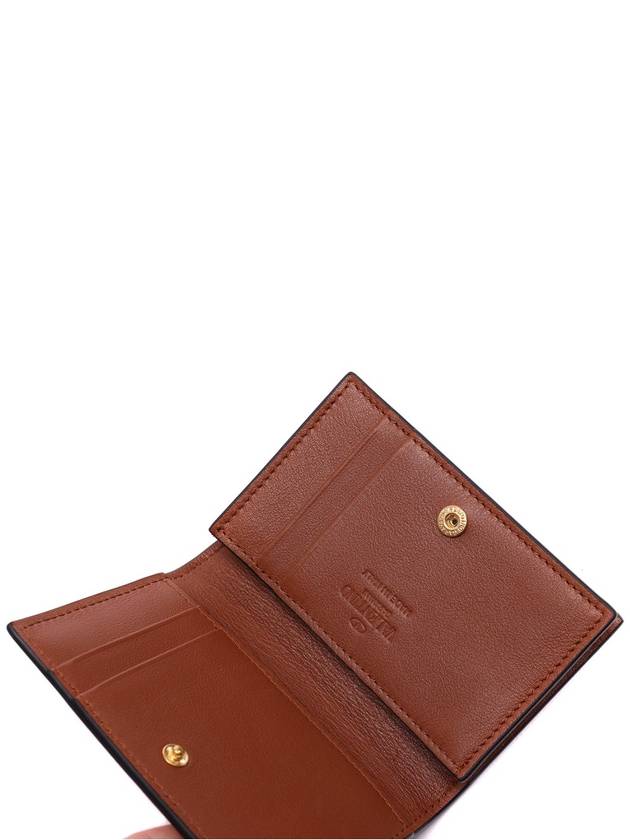 V Logo Signature Card Wallet Brown - VALENTINO - BALAAN 6