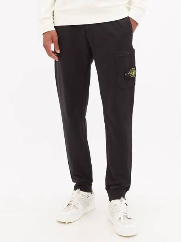 Wappen Patch Cotton Fleece Track Pants Black - STONE ISLAND - BALAAN 3