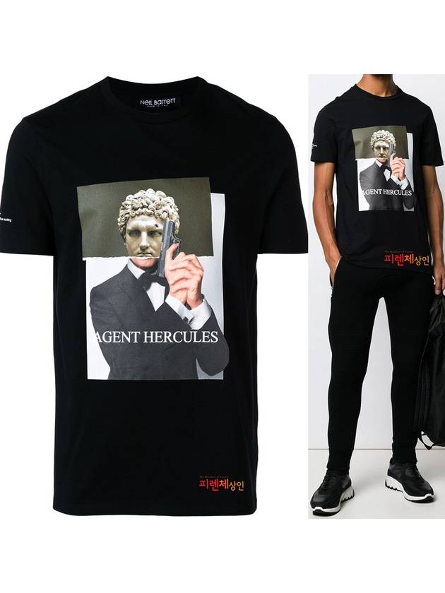 Agent Hercules Short Sleeve T-Shirt Black - NEIL BARRETT - BALAAN 2