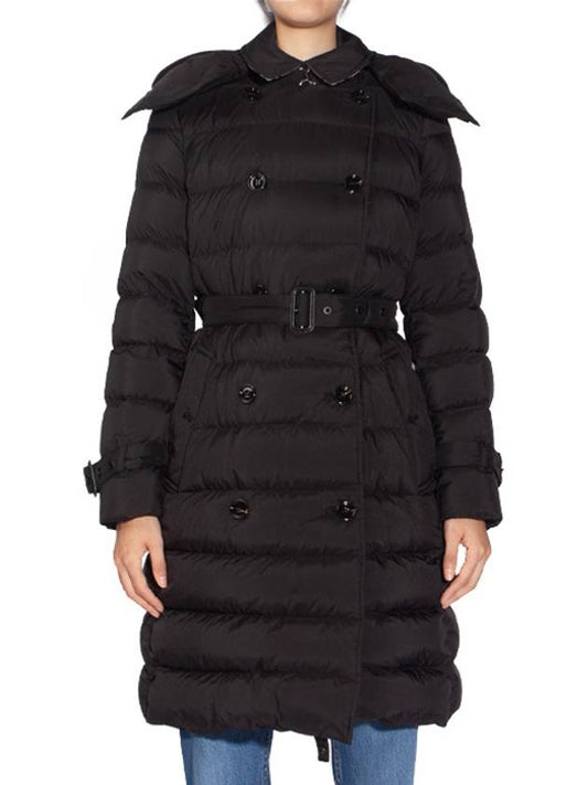 Women's Double Breasted Hooded Padded Black - BURBERRY - BALAAN 2