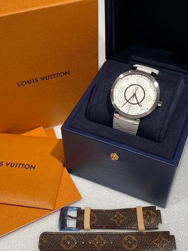 Women s Tambour Slim Monogram White 39mm 23 Years QZ120Z Condition - LOUIS VUITTON - BALAAN 14