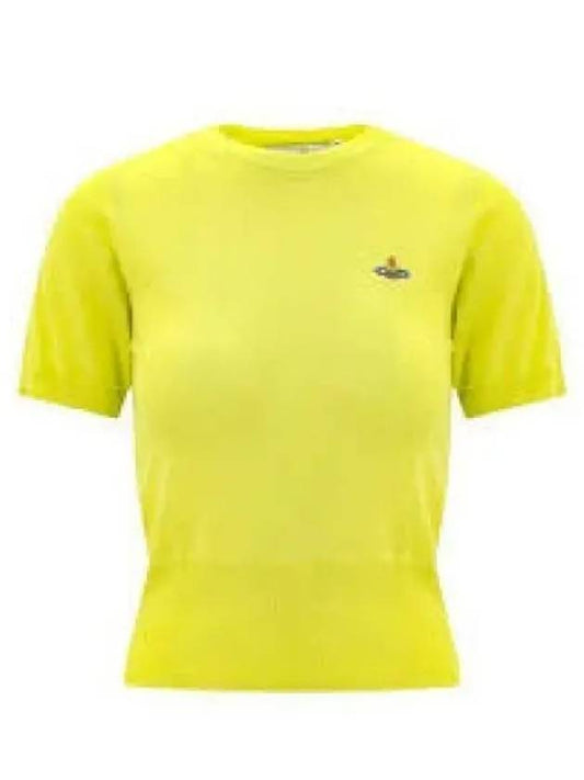 Women's Orb Logo Wool Silk Blend Crop Knit Top Yellow - VIVIENNE WESTWOOD - BALAAN 2