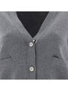 Milano Stitch 4 Bar Classic V Neck Fine Merino Wool Cardigan Medium Grey - THOM BROWNE - BALAAN 5