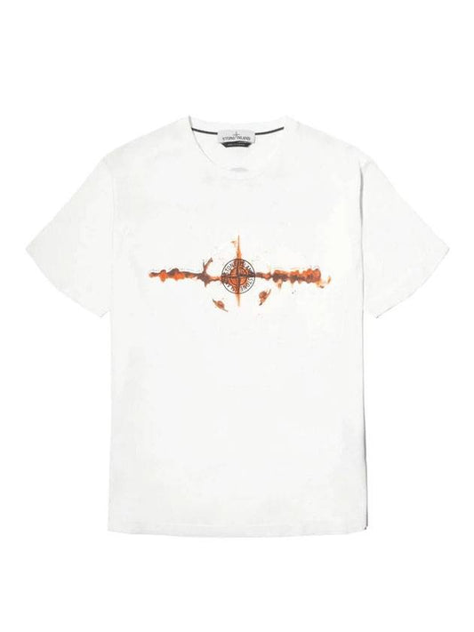 Graphic Lettering Back Logo Short Sleeve T-Shirt White - STONE ISLAND - BALAAN 1