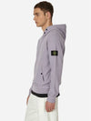 Snap Brushed Cotton Fleece Hoodie Lavender - STONE ISLAND - BALAAN 5